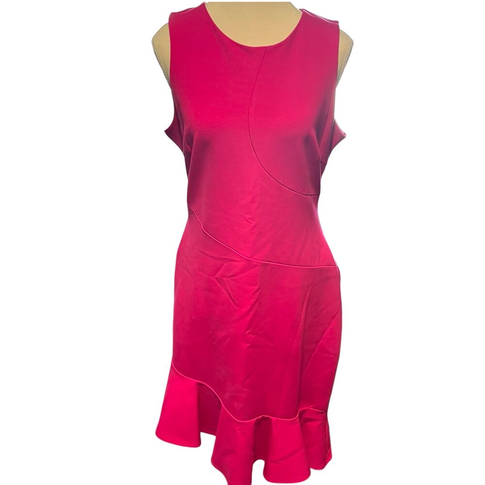 Chelsea28 Fuschia Pink Ruffle Hem Mini Sleeveless Sheath Dress Women's‎ M
